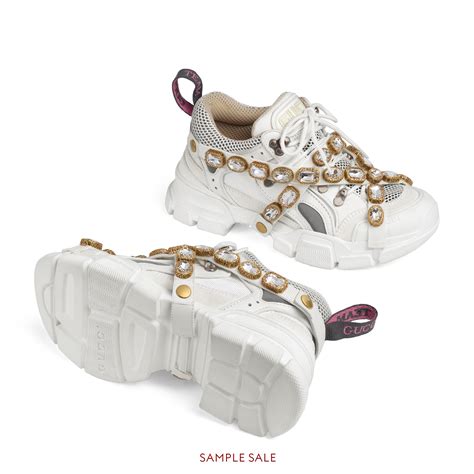 gucci sneaker with crystals|gucci flashtrek with crystals white.